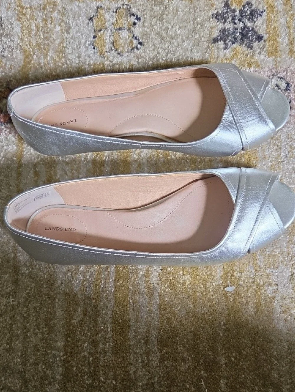 Lands' End Silver Peep-Toe Flats